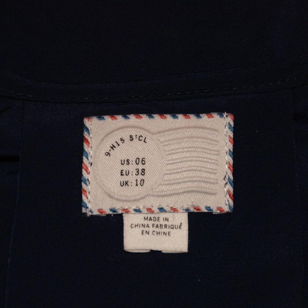 009 POSTMARK Navy Flutter Sleeve Hilma Blouse sz 6 - Picture 5 of 8